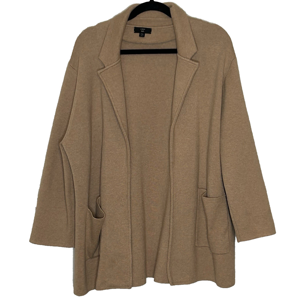 J Crew Sophie Sweater Jacket XXL Brown Cotton Wool Open Cardigan Capsule